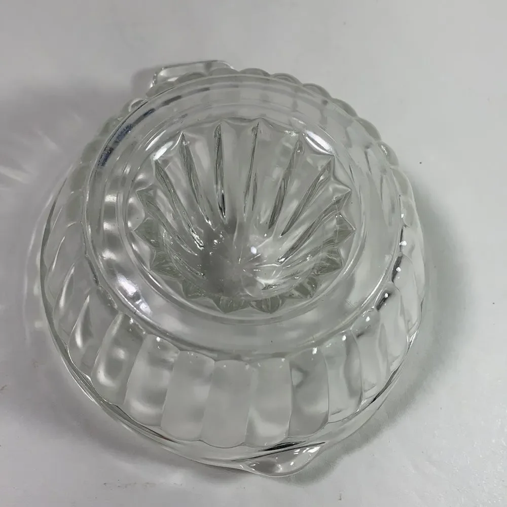 Clear Ribbed Glass Lemon Fruit Juicer Handle Spout